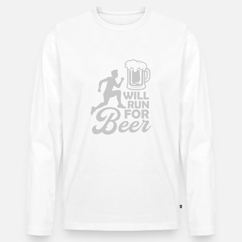 Bier Spruch rennen - Männer Premium Bio Langarmshirt - Weiß