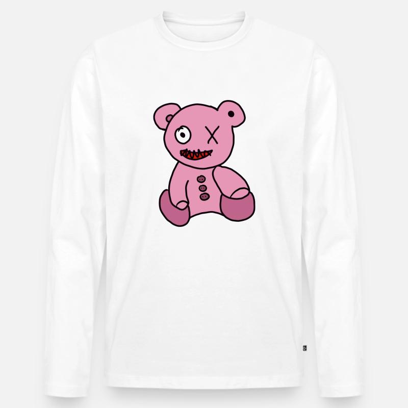 Bad Boy Teddy - Männer Premium Bio Langarmshirt - Weiß