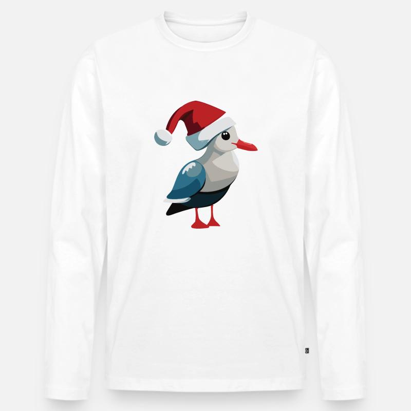Möwe - Männer Premium Bio Langarmshirt - Weiß