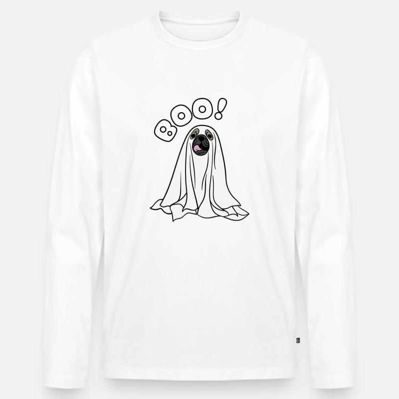 Halloween Hunde Geist - Männer Premium Bio Langarmshirt - Weiß