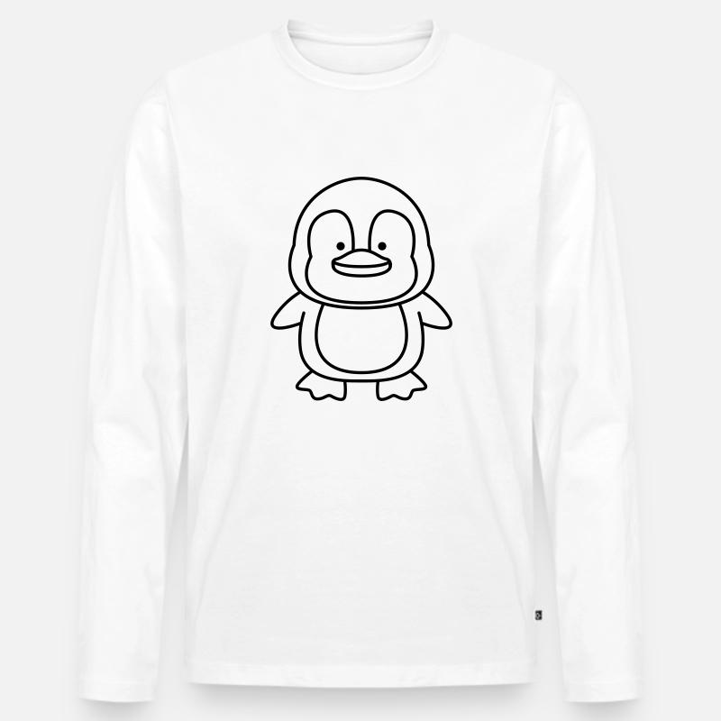 pinguin comic - Männer Premium Bio Langarmshirt - Weiß