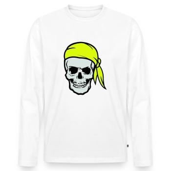 skull pirat ahoi - Männer Premium Bio Langarmshirt - Weiß - Vorne - Nico (187cm)