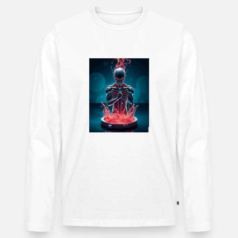 Devil - Männer Premium Bio Langarmshirt - Weiß