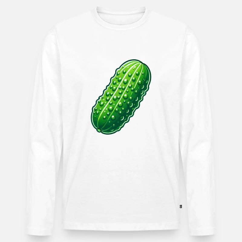 Große Gurke - Männer Premium Bio Langarmshirt - Weiß