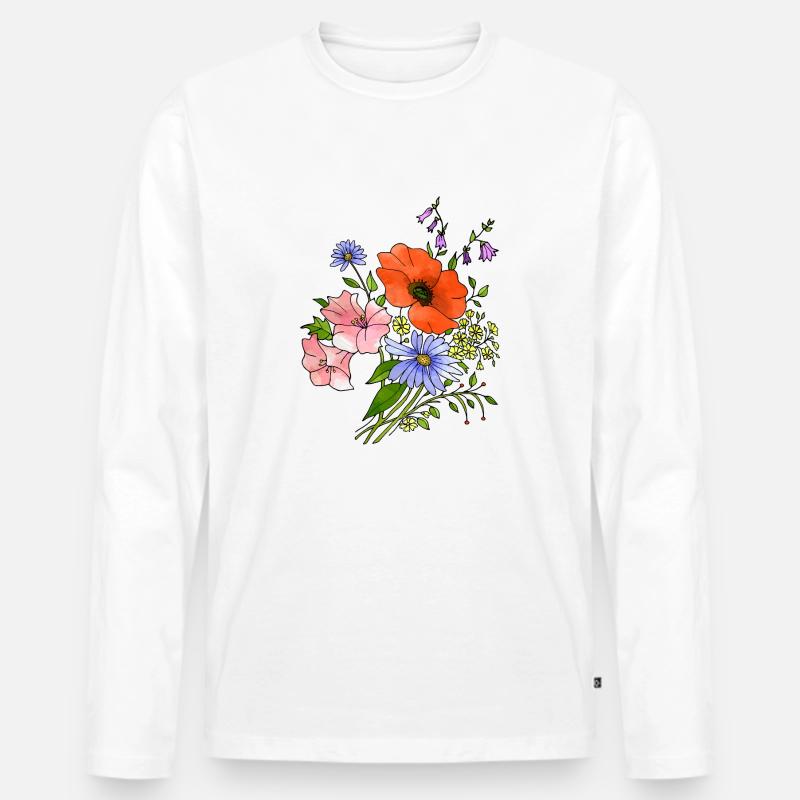 Blumen - Männer Premium Bio Langarmshirt - Weiß