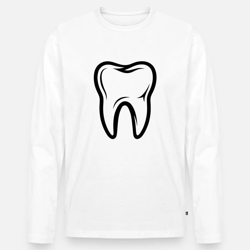 Zahn Symbol - Männer Premium Bio Langarmshirt - Weiß
