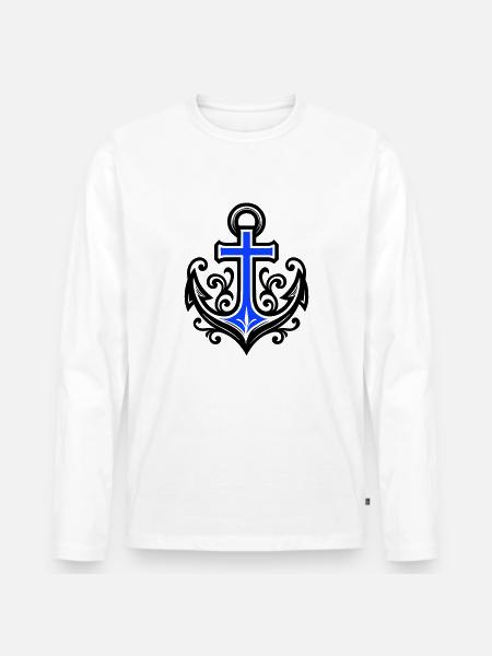 Anchor Symbol Cross - Men's Premium Organic Long Sleeve Shirt - white