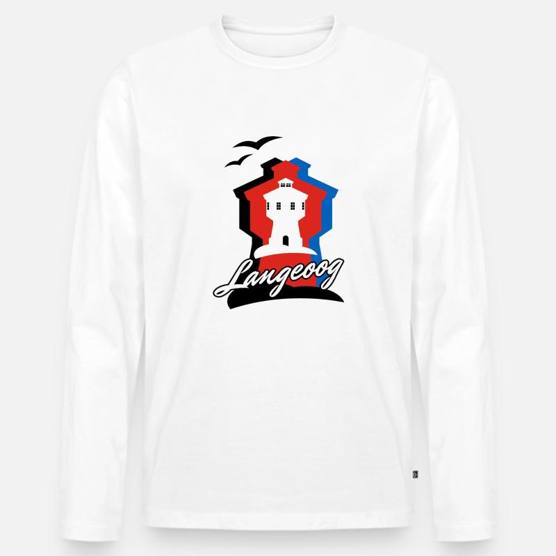 Langeoog Style mit Wasserturm - Männer Premium Bio Langarmshirt - Weiß