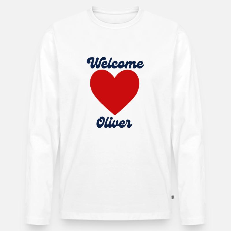 Oliver willkommen - Männer Premium Bio Langarmshirt - Weiß