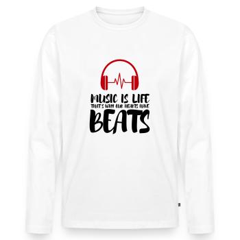 La musique, c’est la vie et c’est pourquoi la vie bat - T-shirt manches longues Premium bio Homme - blanc - Devant - Nico (187cm)