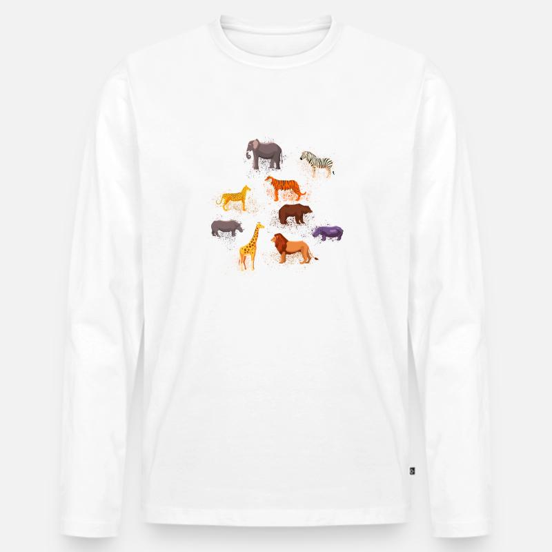 tiere,wilde tiere,zebra,löwe,elefant,bär,zoo - Männer Premium Bio Langarmshirt - Weiß