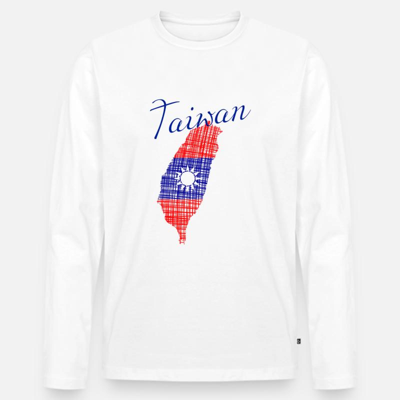 Taiwan - Männer Premium Bio Langarmshirt - Weiß