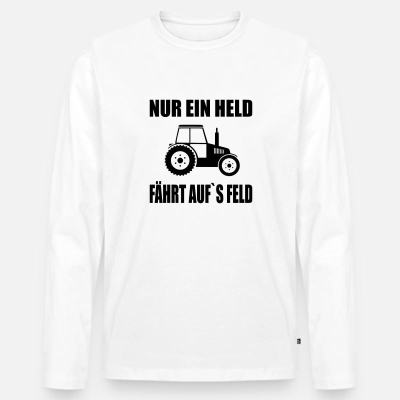 Traktor - Männer Premium Bio Langarmshirt - Weiß