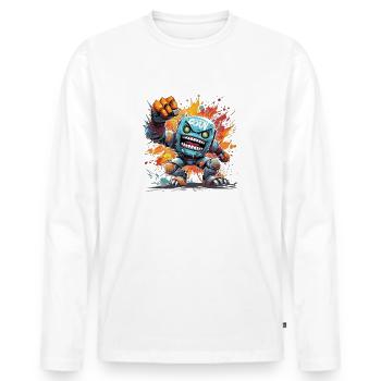 Spraydosen Kreatur originelle urbane Graffiti Mode - Männer Premium Bio Langarmshirt - Weiß - Vorne - Nico (187cm)