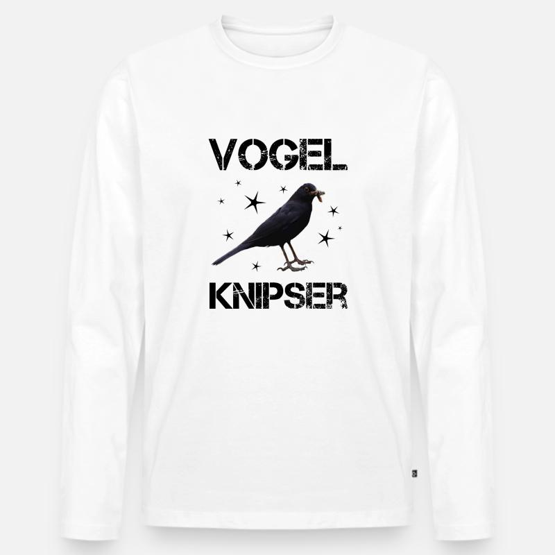 Vogelknipser Hobbyfotograf - Männer Premium Bio Langarmshirt - Weiß