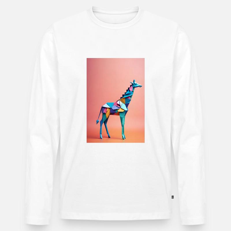 Origami Giraffe - Männer Premium Bio Langarmshirt - Weiß