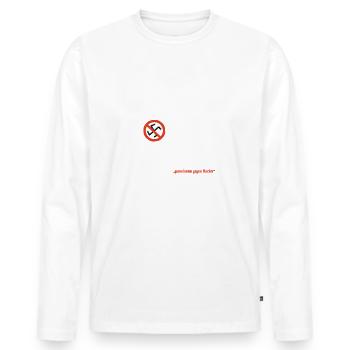 "gemeinsam gegen rechts" - Männer Premium Bio Langarmshirt - Weiß - Vorne - Nico (187cm)
