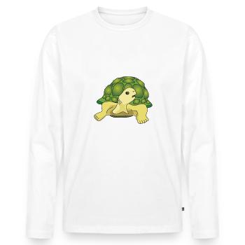 geen stress - Männer Premium Bio Langarmshirt - Weiß - Vorne - Nico (187cm)