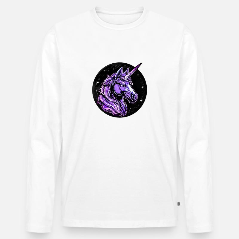 Lila Einhorn - Männer Premium Bio Langarmshirt - Weiß