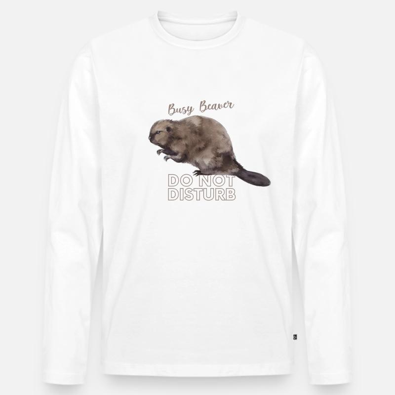 Busy Beaver - Männer Premium Bio Langarmshirt - Weiß