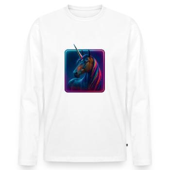 Unicorn - Akhal Teke Horse - Rainbow Mane - Men's Premium Organic Long Sleeve Shirt - white - Front - Nico (187cm)