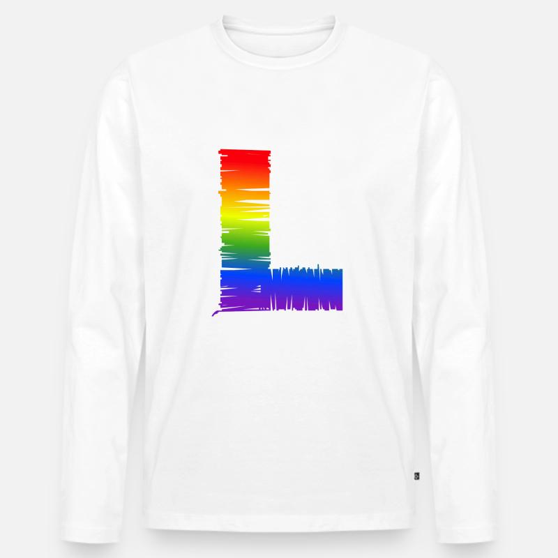 Regenbogen-L - Männer Premium Bio Langarmshirt - Weiß