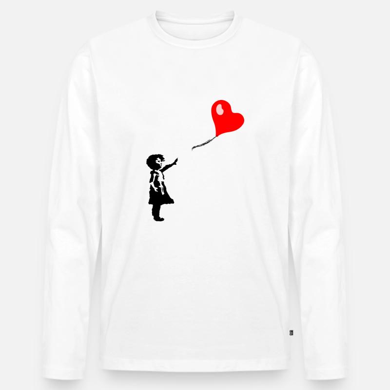 Ballon Mädchen Herz - Männer Premium Bio Langarmshirt - Weiß