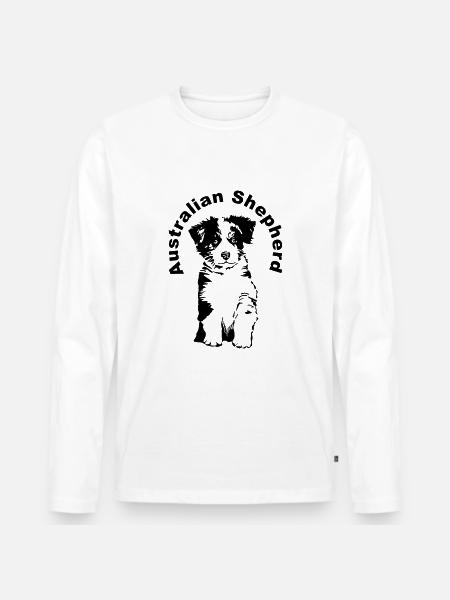Australian Shepherd puppy - Men's Premium Organic Long Sleeve Shirt - white