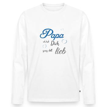 Papa, je t’aime vraiment - T-shirt manches longues Premium bio Homme - blanc - Devant - Nico (187cm)