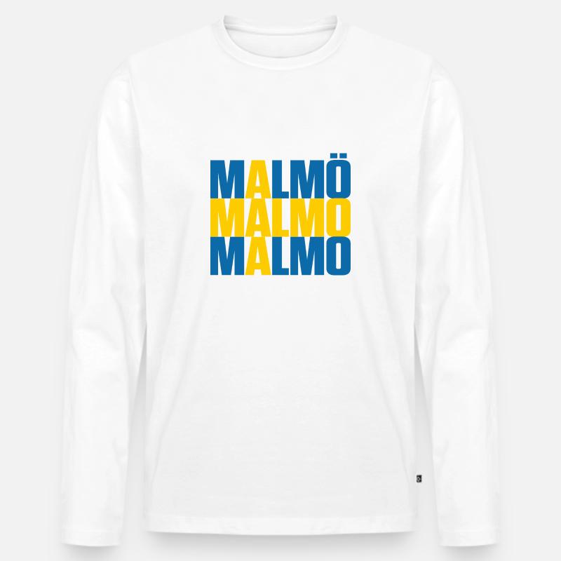 Malmö Schweden Fahne - Männer Premium Bio Langarmshirt - Weiß