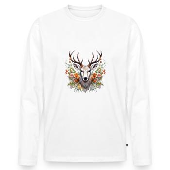 Ersatz Dirndl Hirschgeweih Hirsch - Männer Premium Bio Langarmshirt - Weiß - Vorne - Nico (187cm)