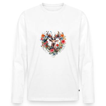 Ersatz Dirndl Hirschgeweih Hirsch - Männer Premium Bio Langarmshirt - Weiß - Vorne - Nico (187cm)