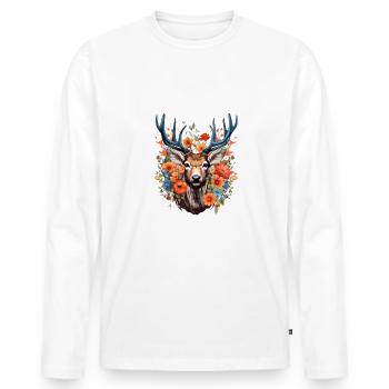 Ersatz Dirndl Hirschgeweih Hirsch - Männer Premium Bio Langarmshirt - Weiß - Vorne - Nico (187cm)