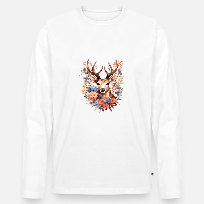 Ersatz Dirndl Hirschgeweih Hirsch - Männer Premium Bio Langarmshirt - Weiß