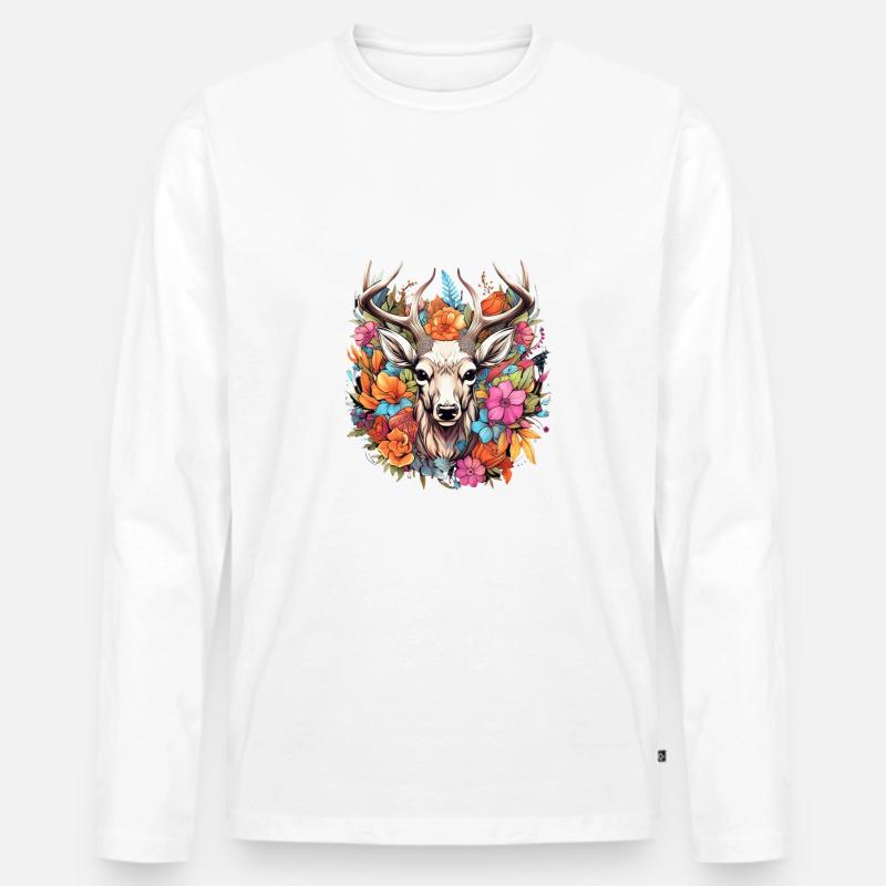 Ersatz Dirndl Hirschgeweih Hirsch - Männer Premium Bio Langarmshirt - Weiß