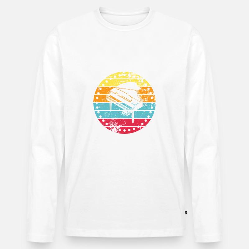 Piano - Männer Premium Bio Langarmshirt - Weiß