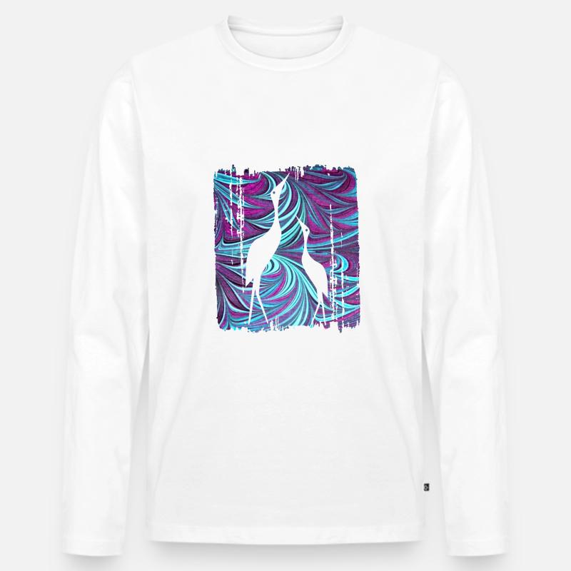 kranich e 74 - Männer Premium Bio Langarmshirt - Weiß
