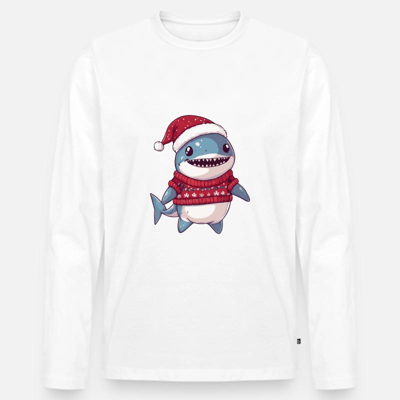 Hai Weihnachten Comic - Männer Premium Bio Langarmshirt - Weiß