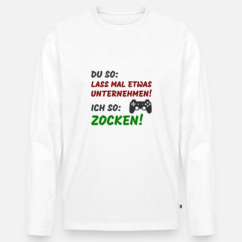 Du so Ich so zocken - Männer Premium Bio Langarmshirt - Weiß