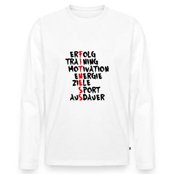 Fitness- Erfolg Training Motivation - Männer Premium Bio Langarmshirt - Weiß - Vorne - Nico (187cm)