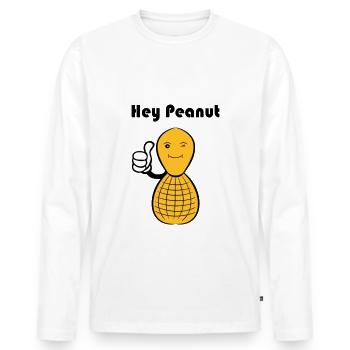 Hey Peanut - Men's Premium Organic Long Sleeve Shirt - white - Front - Nico (187cm)