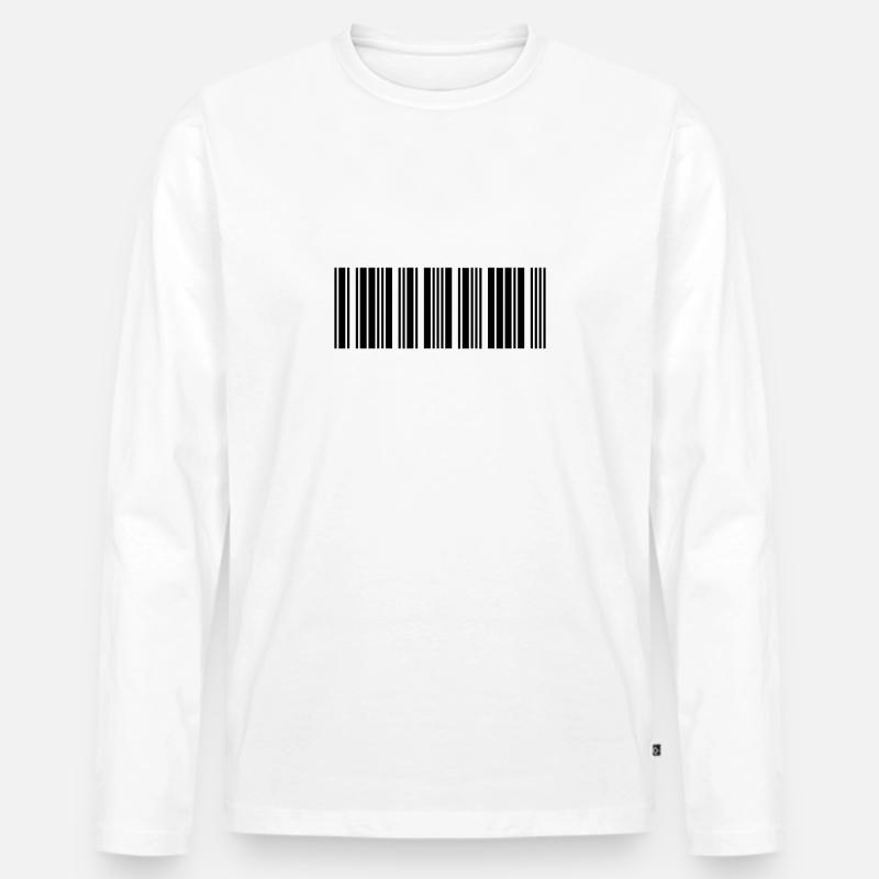 Barcode - Männer Premium Bio Langarmshirt - Weiß