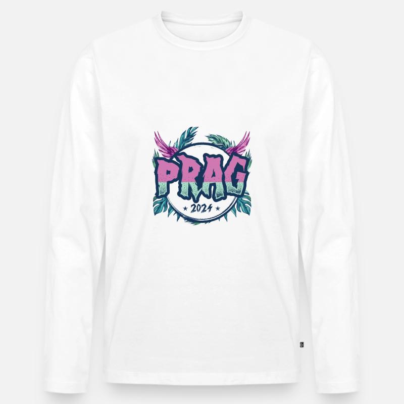 Prag 2024 Urlaub - Männer Premium Bio Langarmshirt - Weiß