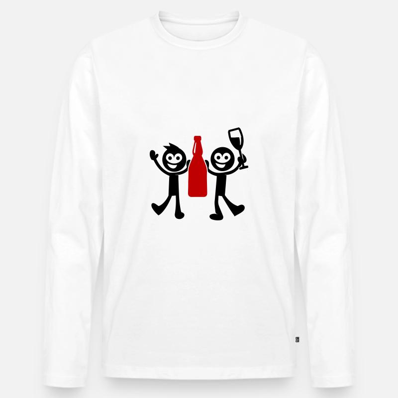 Strichmännchen Junggesellenabschied - Männer Premium Bio Langarmshirt - Weiß