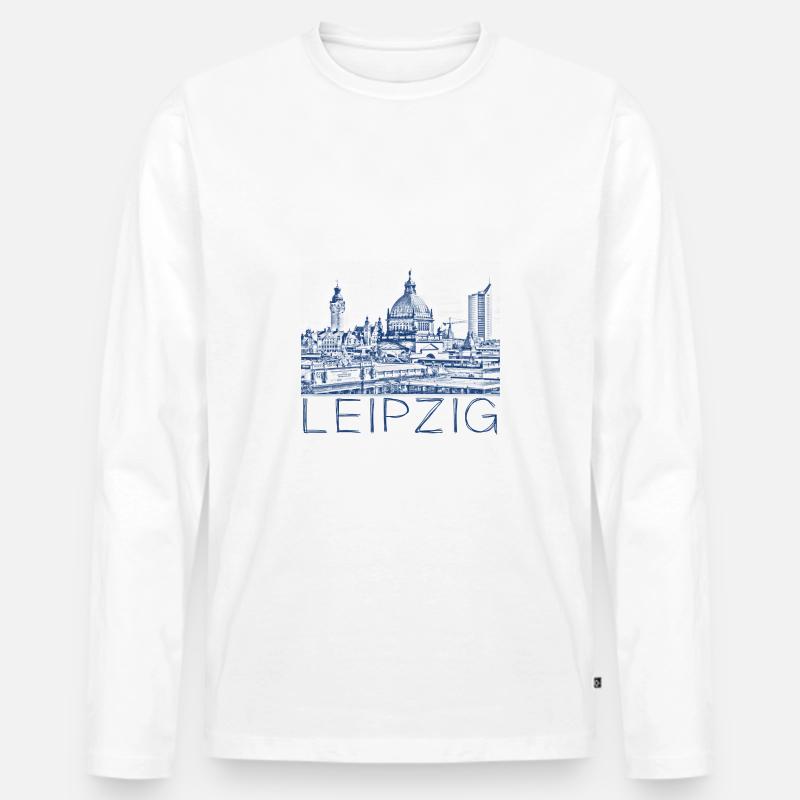 Kulizeichnung Leipzig - Männer Premium Bio Langarmshirt - Weiß
