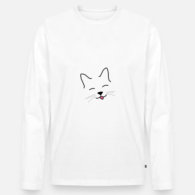 fröhliche Katze - Männer Premium Bio Langarmshirt - Weiß