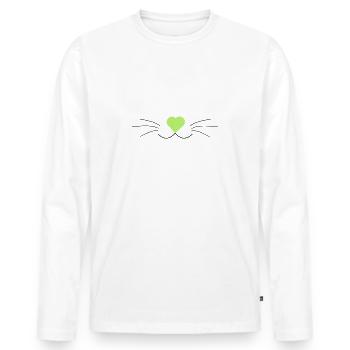 Katzenschnurrhaare, grün und schwarz, mit Herz - Männer Premium Bio Langarmshirt - Weiß - Vorne - Nico (187cm)
