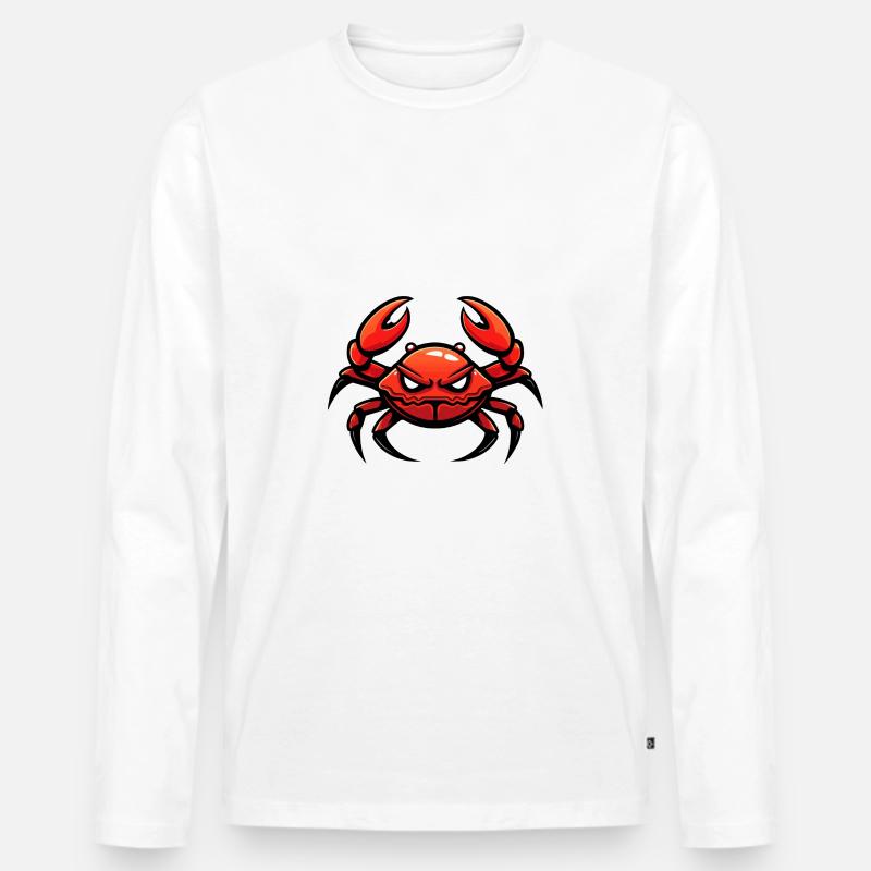 Krebs Krabbe Comic - Männer Premium Bio Langarmshirt - Weiß