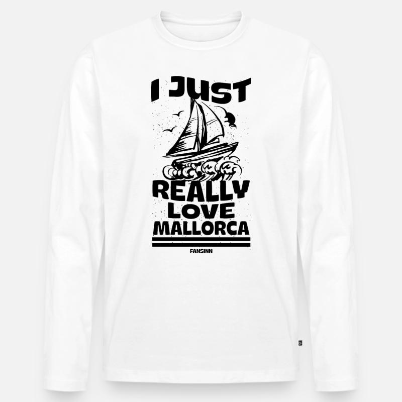 Schiff Segelboot Mallorca Spruch - Männer Premium Bio Langarmshirt - Weiß