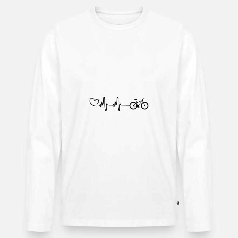 Fahrrad Puls Herzschlag - Männer Premium Bio Langarmshirt - Weiß